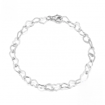 ORSA JEWELS 925 Sterling Silver Elegant Heart Link Chain Bracelet For Women Girl 6.5/7/7.5/8 Inch OL Style Bracelet Jewelry SB99