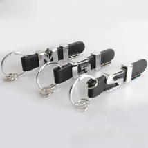 leather Key Rings For Mercedes Benz GL GLC ML SL SLK GLA GLE A B C E S R 3D Car Keychain Metal Keyring Key Chain Rings Keychains