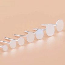 6pcs Real Solid 925 Sterling Silver Earring Stud Needle Post Flat Base Pins 3~8mm Silver Settings DIY Jewelry Making Findings
