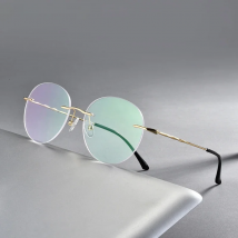 Titanium Alloy Rimless Glasses Frame Men Ultralight Round Eyeglasses Myopia Prescription Frames For Women Optical Eye Glass