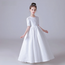 Dideyttawl Customized White Puff Skirt Elegant Flower Girls Dress For Wedding Party Short Sleeves Concert Junior Bridesmaid Gown