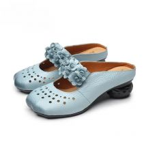 Xiuteng New Genuine Leather Shoes Pure handmade Flat Shoes Women Art Mori Girl Slippers Women fashion Casual Flower Shoes