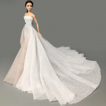 White High Fashion Wedding Dress for Barbie Doll Clothes Big Evening Dresses Party Gown Vestidoes Outfits 1/6 Doll Accessories