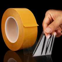 1PCS 50M/Roll PET Double Sided Super Sticky Adhesive Tape Heat Resistant 0.05mm Thick Transparent PET Strong Double-sided Tape