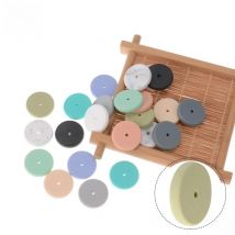 LOFCA 10pcs Silicone Beads Coin beads  DIY Jewelry accessories  BPA Free bracelet bead Keychain bracelet Necklace