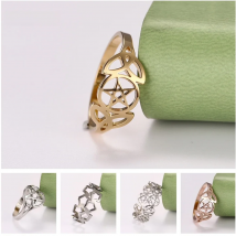 Lemegeton Vintage Supernatural Pentacle Stainless Steel Ring for Women Girl Satan Star Pentagram Rings Wicca Jewelry Amulet Gift