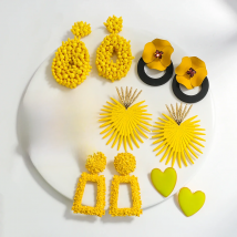 AENSOA Multiple Yellow Color Acrylic Drop Earrings for Women Love Heart Flower Geometric Dangle Earrings Fashion Jewery 2021