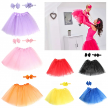 Baby Girl Tulle Tutu Skirt and Headband Hair Clip Sets Newborn Photography Props Newborn Baby Birthday Gift 13 Colors