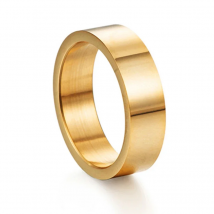 Golden Black Color Stainless Steel Rings for Women Simple Width 6mm Fashion Couple Jewelry