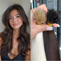50Pcs Nano Ring Human Hair Extensions Straight Remy Micro Beads Ring Hair Extension 0.5g/0.8g/1g/Strand 12-26Inch Natural Color