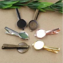 5Pcs Copper Tie Clips Cufflinks 16/18/20mm Round Cabochon Blank Base Tray for DIY Men Necktie Tie Bar Clothing Accessories