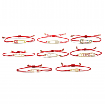 Cubic Zirconia Stones Copper Safety Pin Charm Bracelet Women 2022 Red Heart CZ Crystal Keep Life Health String Chic Jewelry Gift
