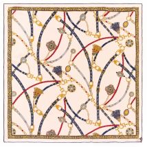 90cm Belt Chain Square Shawl Twill Silk Scarf Women Luxury Brand Hijab Bandana Handmade Curled Foulard Head Scarves