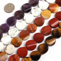 16mm Coin Twist Natural Stone Beads For Jewelry Making Beads: Amethysts Howlite Red Jaspers Tiger Eye Strand 15" Wholesale