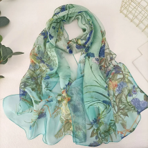 Green Grass Women Elegant Chiffon Georgette Bandana Scarf Summer Beach Sunscreen Thin Hijab