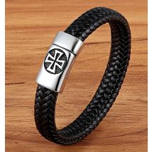 TYO Hot Sale Unique Vintage Men's Black Braided Leather Bracelet Stainless Steel Magnetic Clasp Dropshipping Male Jewelry