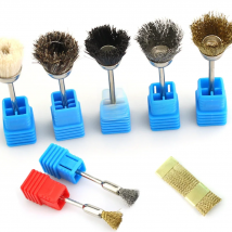 8 Types Golden Milling Cutter Nail Drill Bit Brush Cleaning Portable Tools For Manicure Burr Bits Copper Wire Drill Bit Cleaner