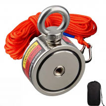 Two Sided Strong Neodymium Round Magnet Set with 15m Rope Verticall Pullforce Fishing Detecting Metal 280kg  360KG 500KG 700KG