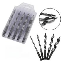 5pc 100mm Carpenter Auger Bits 5-12mm Hexagonal Handle Twist Drill Hand Spiral Reamer Power Tool Accessories Set