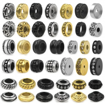 4pcs Metal Separators Round Stainless Steel European Small Hole Spacer beads Charms for DIY Beaded Bracelets Jewelry Making