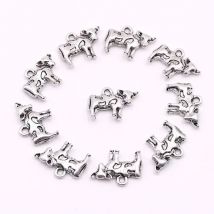 Silver Color Metal DIY Animals Charms Accessories for Jewelry Earrings Bracelets Making Farm Cow Charms for Jewelry Making