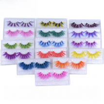 Kekelash halloween colored rainbow real mink eyelash lashes wholesale 25mm long strip eye lashes bulk cosplay party makeup lash