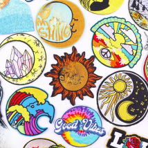Cartoon Sun Moon Embroidery Patch Wave Applique Patches For Clothing Thermoadhesive Patches On Clothes Letter Badges Stickers
