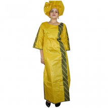 African Bazin Riche Embroidery  For Women Long Dress With Scarf