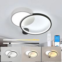 Plafoniera a LED dimmerabile, luci da bagno rotonde con telecomando, lampada moderna bianca nera 31W 2790LM, per camera da letto, cucina