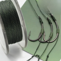 50m Camouflage Green Carp Fishing Line Soft Hook Link Carp Hooklink Uncoated Braid Line Leader for Hair Rig 25 15LB Rigging Line