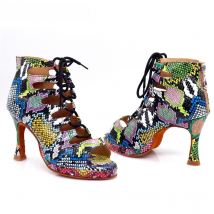 WUXIJIAO dance shoes for women Latin dance shoes trend snake texture Salsa dance shoes HEEL5CM-10CM