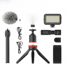 BOYA BY-VG350 Ultimate Smartphone Video Kit for Vlog Podcast Youtube Video with BY-MM1+ Super-cardioid Microphone LED Light