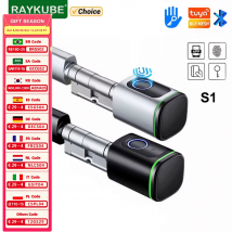 RAYKUBE S1 Tuya BLE TT Lock Inteligentny elektroniczny zamek do drzwi z rdzeniem cylindra DIY Odcisk palca Klucze aplikacji Odblokowanie karty IC dla domowego hotelu