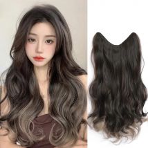Synthetic 18-inch Long Curly Hair Gradient Aoki Gray Wig Heat-resistant To Increase Hair Volume Fluffy U-shaped Hair Extensions