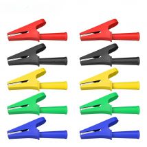 Peakelect 30A10PCS Fully Insulated Alligator Clip with 4mm Jack Safety Copper Crocodile Clamps for Banana Plug/Welding P2002.10L