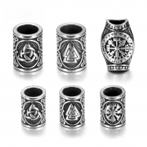 Never Fade Stainless Steel Viking Beads 6mm 8mm Hole Leather Cord Jewelry Bracelet Making Metal Bead DIY Accessorries