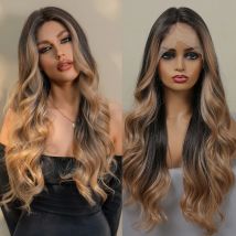 Blonde Einhorn Spitze Front Perücke braune Welle Perücke Haar synthetische Perücken für schwarze weiße Frauen tägliche Party Cosplay hitze beständiges Haar