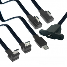 5CM 10CM 20CM MicroUSB panel mounting connector female Micro USB 5-pin.extension cable 30cm 50cm, with screw holes