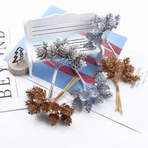 10 Pieces Christmas Crafts Home Decor Artificial Plants Fake Pine Ball Wedding Decorative Flowers Wreaths Diy Gifts New Year