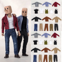1/12 Shirt Jeans Male Solider Clothes Classic Plaid Jacket T-Shirt Vest Fashion Outfits Set For 6 Inch Action Figure Model