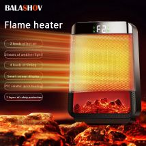 1000W Flame PortableElectric Heater Portable Desktop PTC Heating Fan Warm Air Blower for Household Office Mini Space Heater