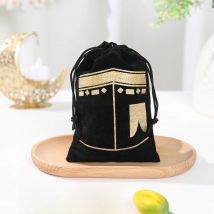 6pcs Eid Mubarak Back Belvet Gift Bag Eid al-Fitr 2025 Muslim Islamic Kareem Ramadan Decoration Children Kid Boy Girl Present