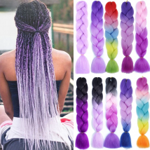 24'' 100G Synthetic Jumbo Braiding Hair Ombre Rainbow Hair Extensions Festival Jumbo Crochet Hair Weaving Box Braids Hairpieces