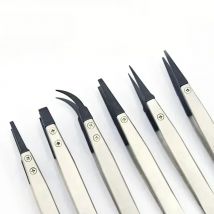 6PCS Watch Hands Installation Work Tweezers Straight Elbow Handle Stainless Antistatic Plastic Tweezers ESD-259 ESD-259A ESD-7A