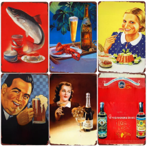 Russian Beer Metal Tin Sign Bar Club Home Wall Decoration Russian Food Poster Grape Wine Plate Soviet Vintage Art Stickers N418