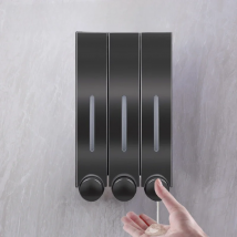 Soap Dispenser Wall Mount Bathroom Black Metal Wall Liquid Soap Shampoo Dispenser for Kitchen Restaurant