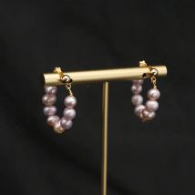 GLSEEVO Natural Purple Pearl New Trend Korean Styler Simple Pearl Earrings For Women Fine Elegance Jewelry Gifts