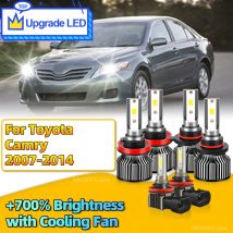 2/6pcs LED Headlight 30000LM Canbus H11 HB3 Car Front Light Bulbs H8 Fog Lamp For Toyota Camry 2007 2008 2009 2010 2011-2014