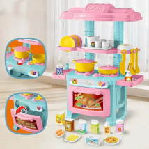 Mini Kitchen Counter Play Set DIY Simulated Cooking Food Tableware Play House Role Play Pretend Game Toy Gift Kid Boy Children