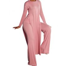 Sexy Two Piece Outfits Solid Knotted Top & High Waist Pants Set